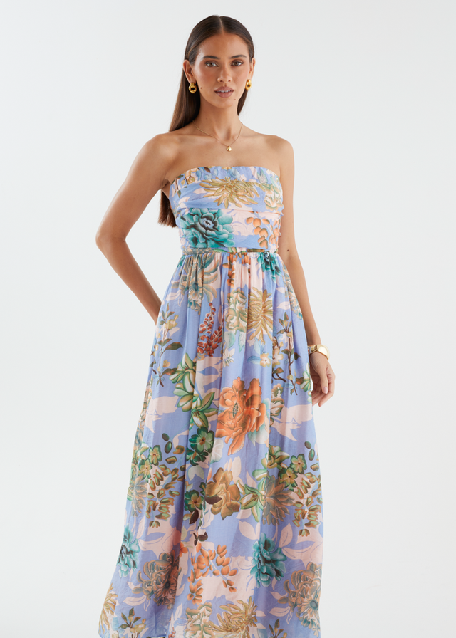 Sharnee Strapless Maxi Dress - Botanical Blue