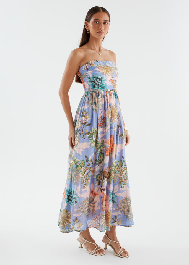 Sharnee Strapless Maxi Dress - Botanical Blue