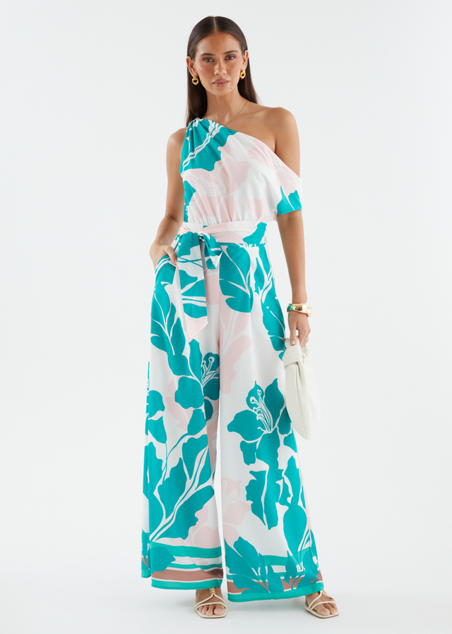 Ara Drop Shoulder Pantsuit - Jade Floral