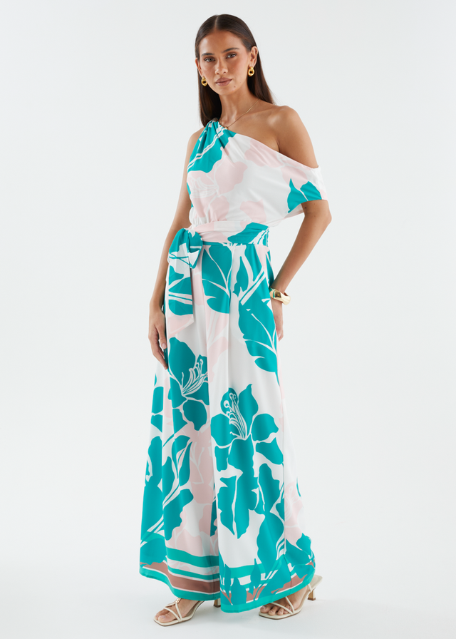 Ara Drop Shoulder Pantsuit - Jade Floral