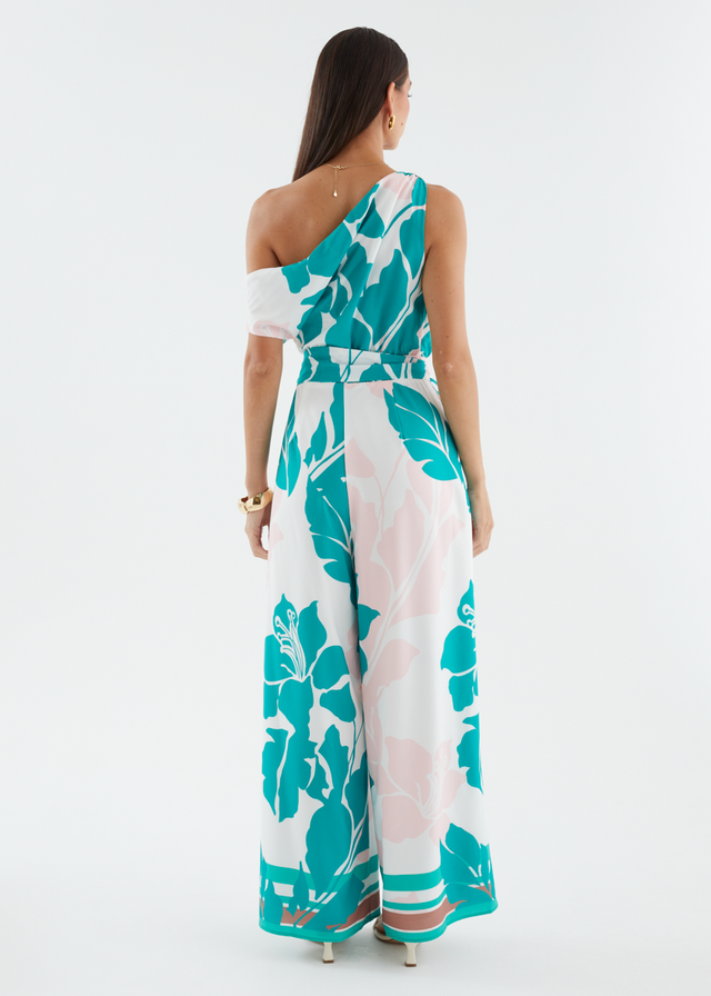 Ara Drop Shoulder Pantsuit - Jade Floral