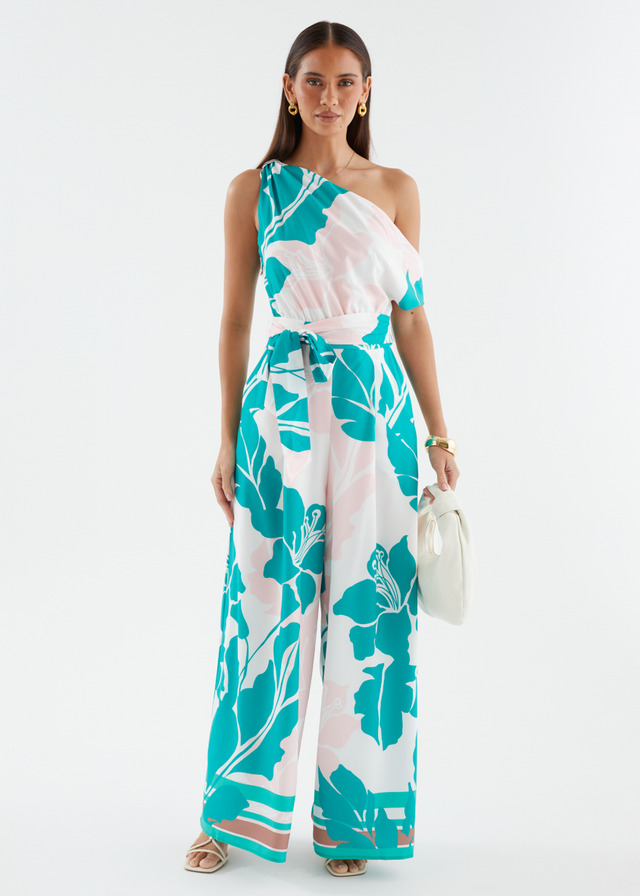 Ara Drop Shoulder Pantsuit - Jade Floral