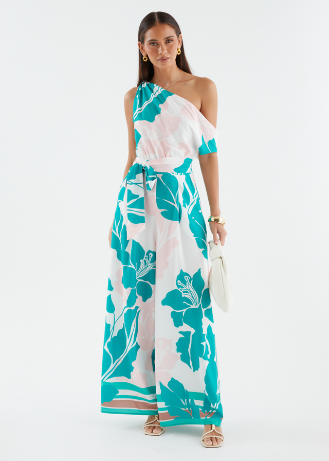 Ara Drop Shoulder Pantsuit - Jade Floral