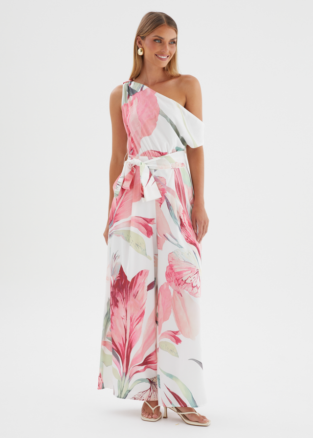 Ara Drop Shoulder Pantsuit - Pink Oasis