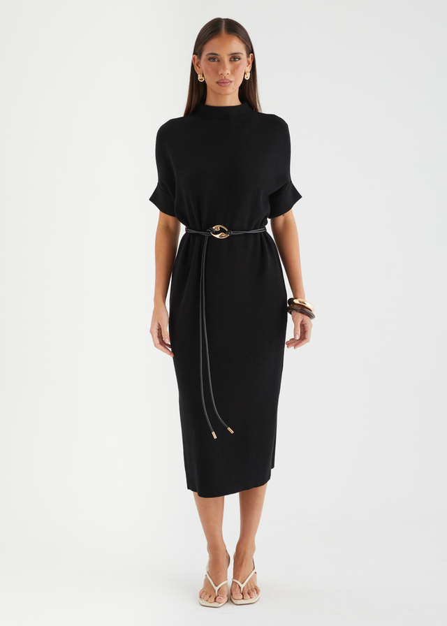 Jamarni Knit Midi Dress - Black