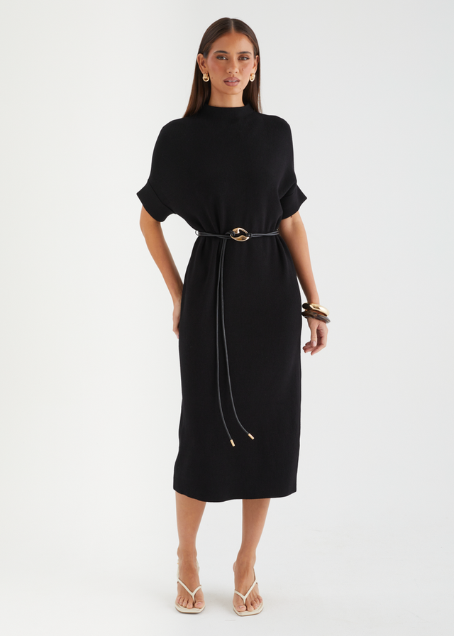 Jamarni Knit Midi Dress - Black