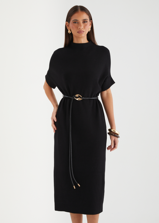 Jamarni Knit Midi Dress - Black