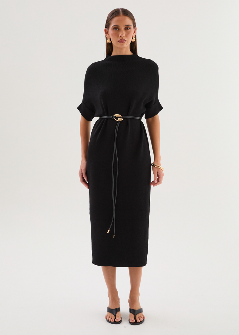 Jamarni Knit Midi Dress - Black Gingham & Heels Jamarni Knit Midi Dress - Black Gingham & Heels