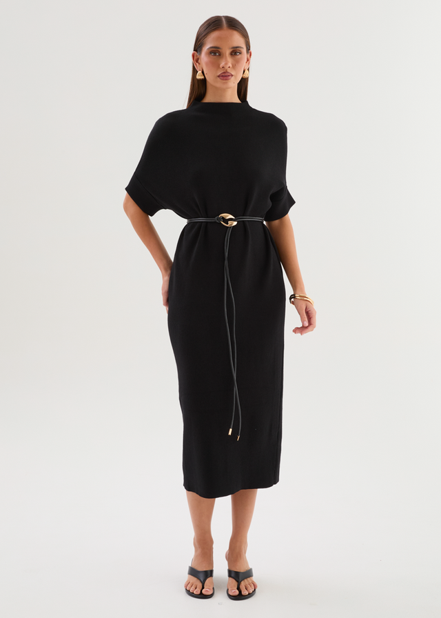 Jamarni Knit Midi Dress - Black