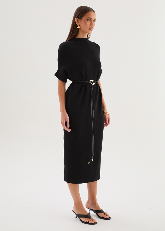 Jamarni Knit Midi Dress - Black