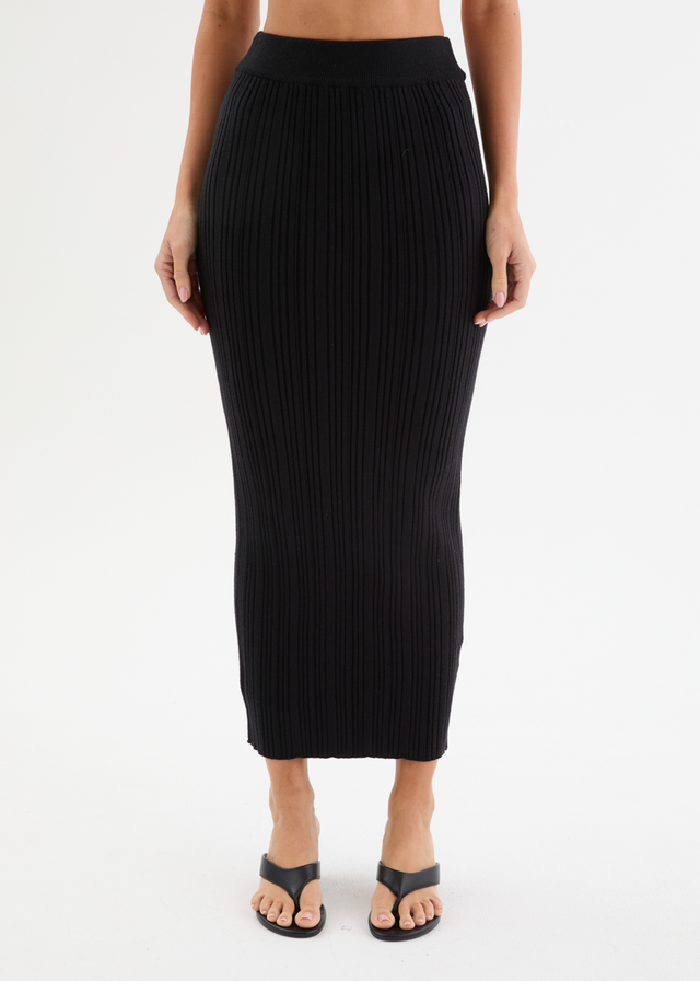 Samarah Belted Knit Set - Black