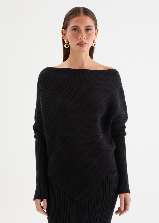 Samarah Belted Knit Set - Black