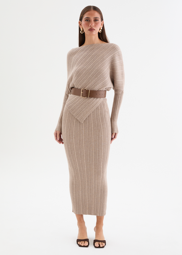 Samarah Belted Knit Set - Cappuccino
