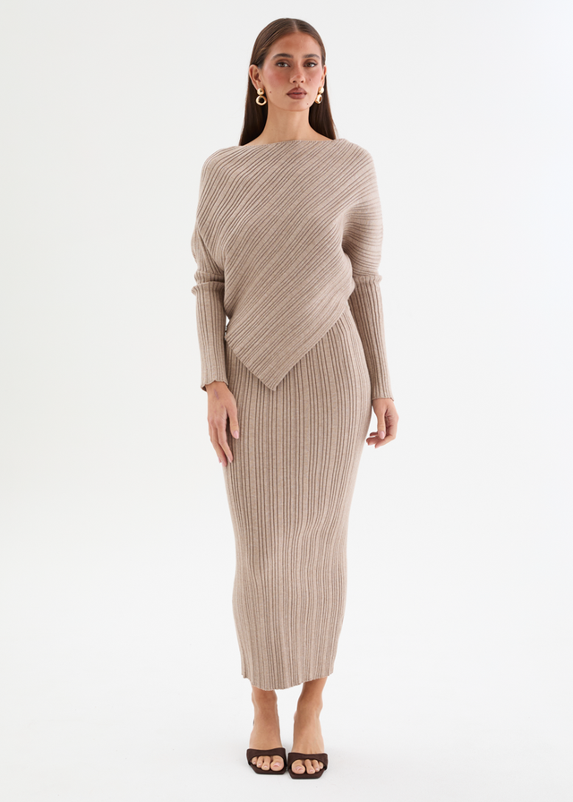 Samarah Belted Knit Set - Cappuccino
