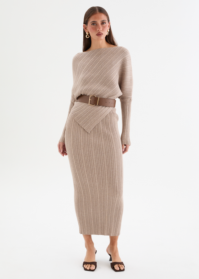 Samarah Belted Knit Set - Cappuccino