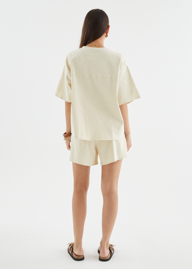 Kieran Denim Shorts - Beige