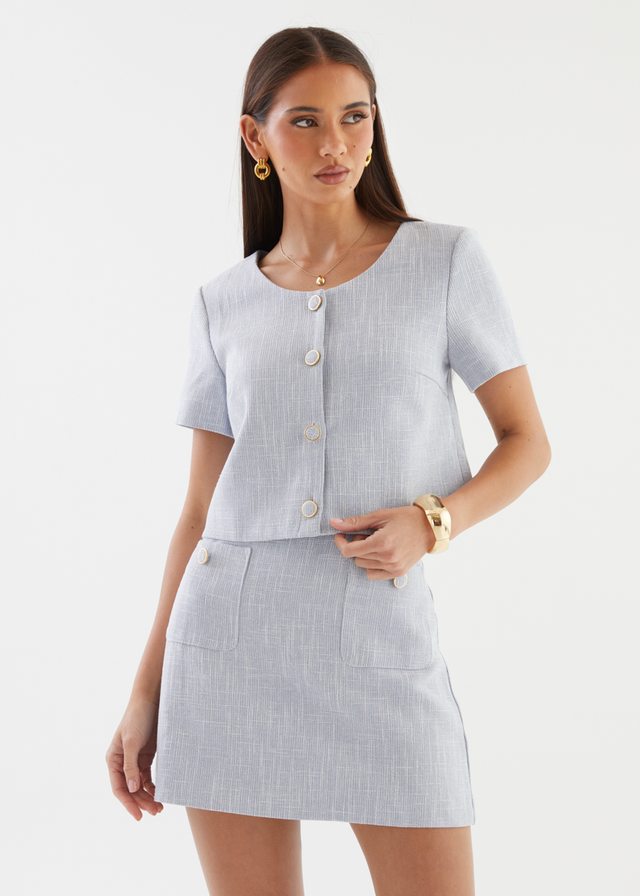 Mandi Tweed Set - Pale Blue