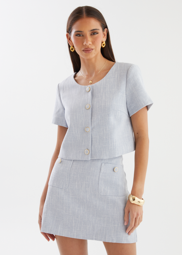 Mandi Tweed Set - Pale Blue