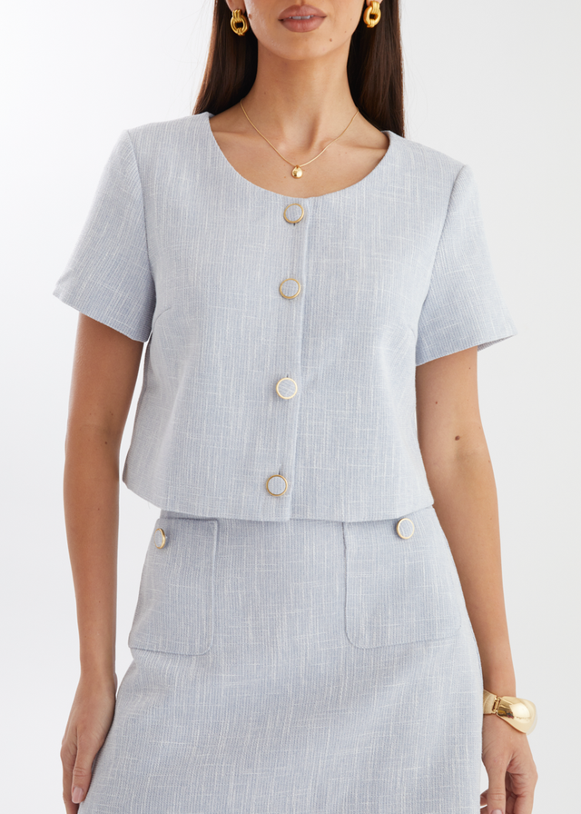 Mandi Tweed Set - Pale Blue