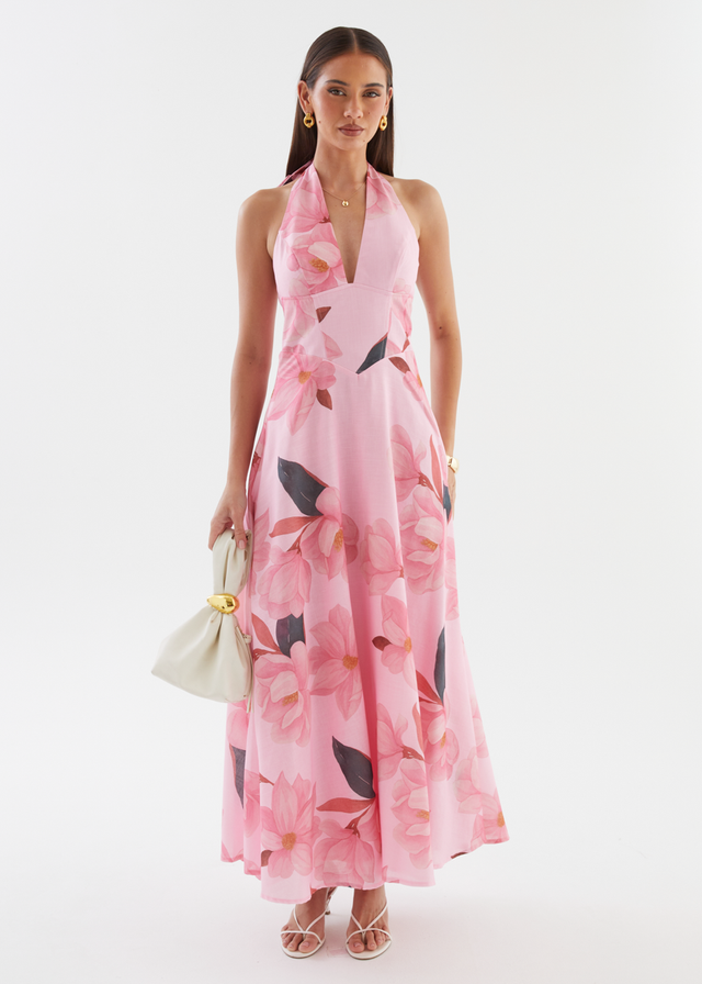 Ricky Halter Maxi Dress - Pink Floral