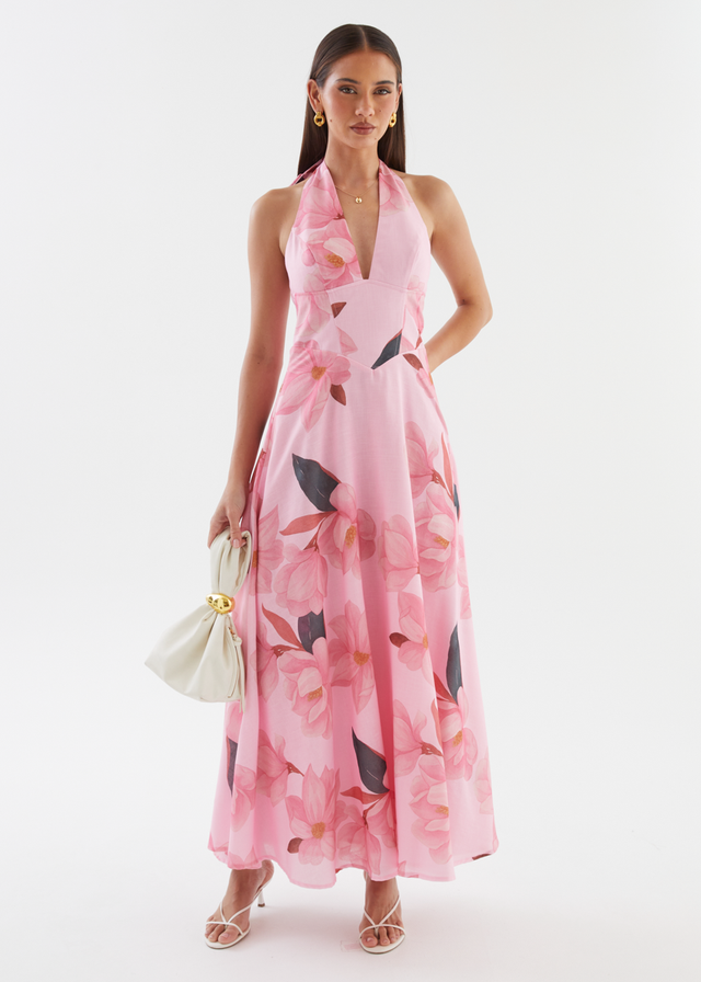 Ricky Halter Maxi Dress - Pink Floral