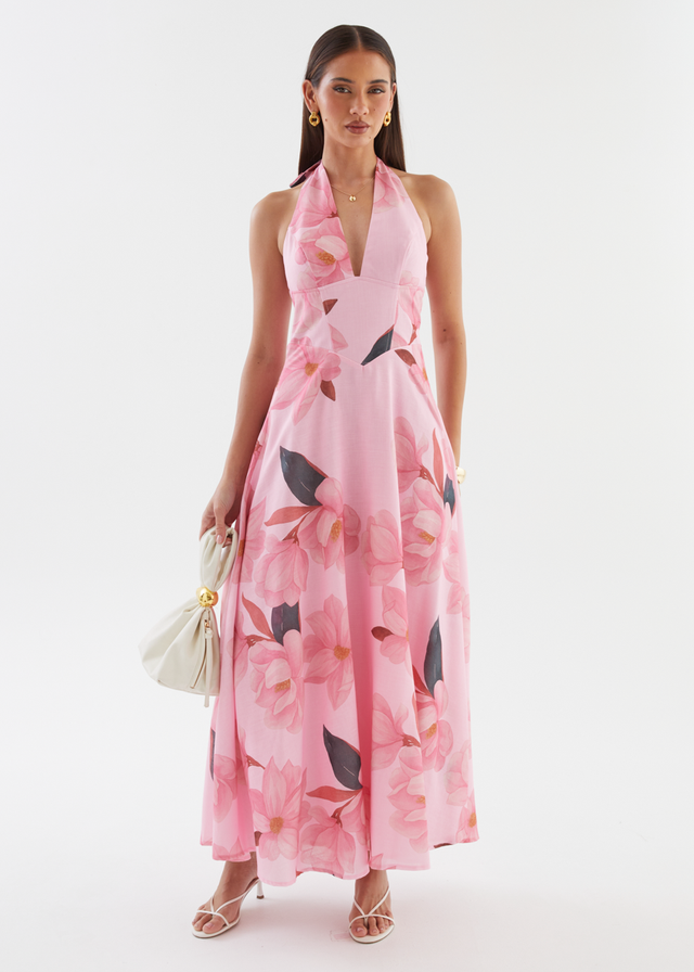 Ricky Halter Maxi Dress - Pink Floral