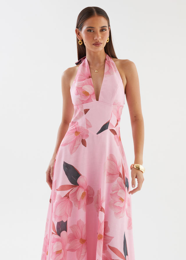 Ricky Halter Maxi Dress - Pink Floral