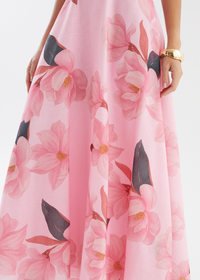 Ricky Halter Maxi Dress - Pink Floral