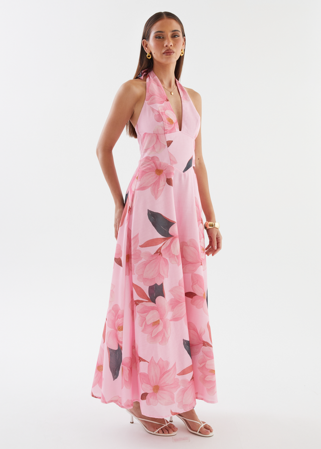 Ricky Halter Maxi Dress - Pink Floral