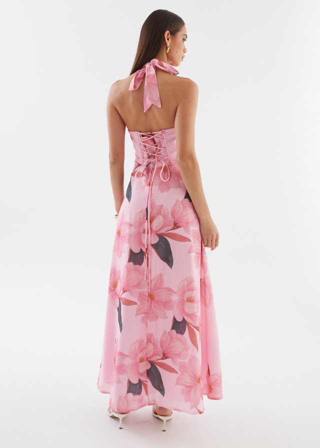 Ricky Halter Maxi Dress - Pink Floral