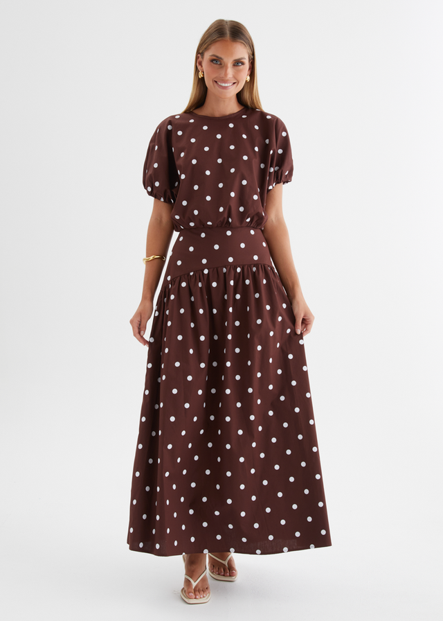 Charlene Top - Choc Polka