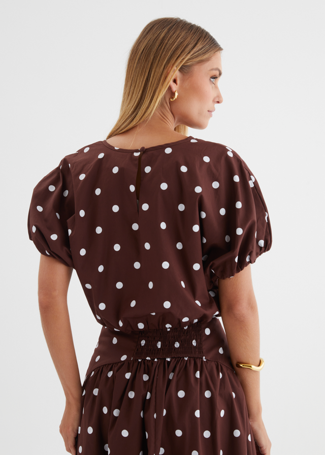 Charlene Top - Choc Polka