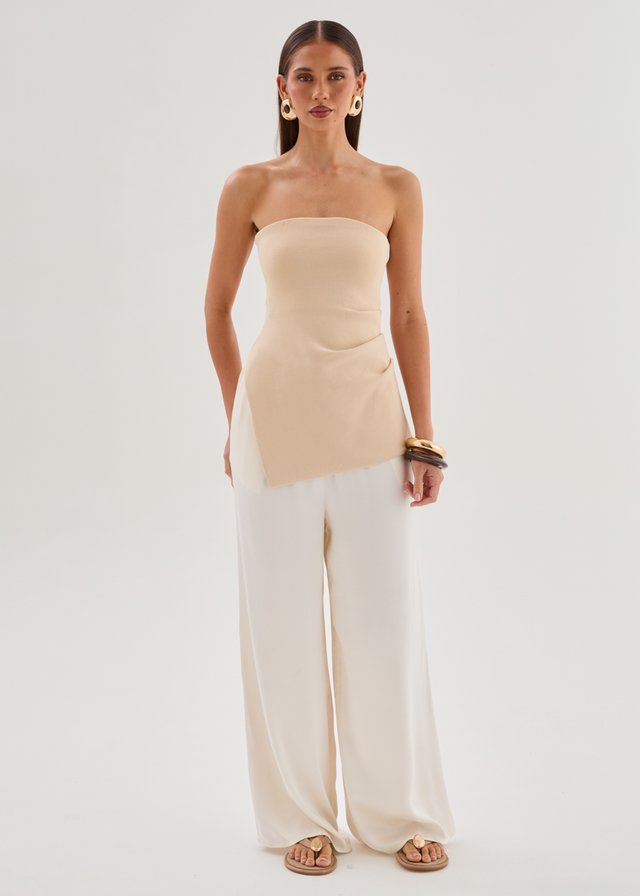 Lynette Strapless Top - Sand