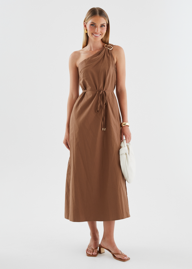 Lunia One Shoulder Maxi Dress - Chocolate