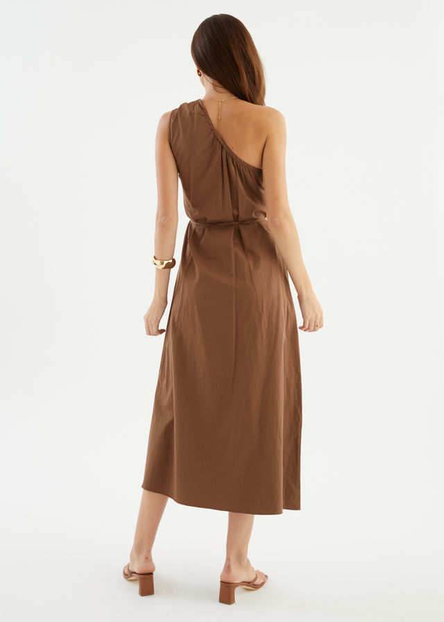 Lunia One Shoulder Maxi Dress - Chocolate