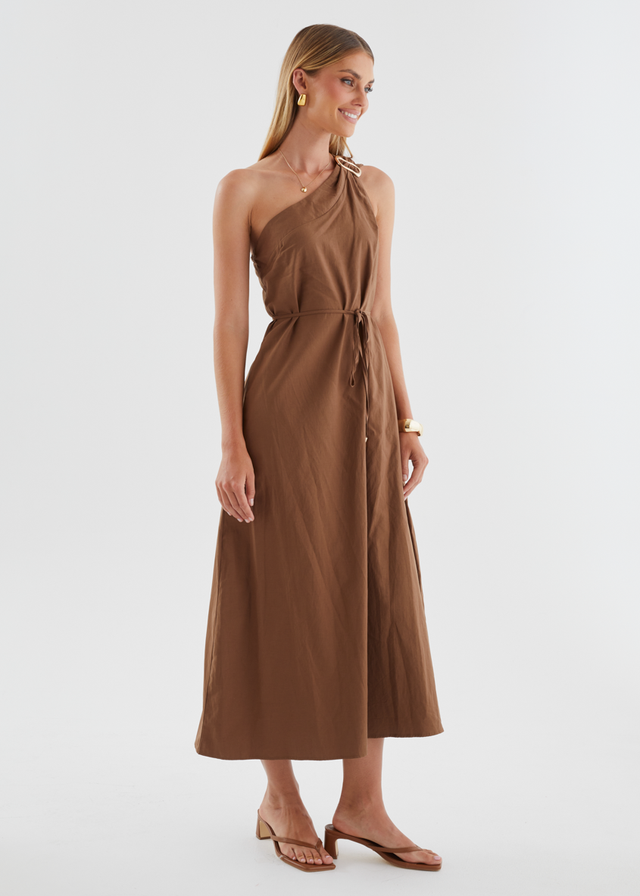 Lunia One Shoulder Maxi Dress - Chocolate