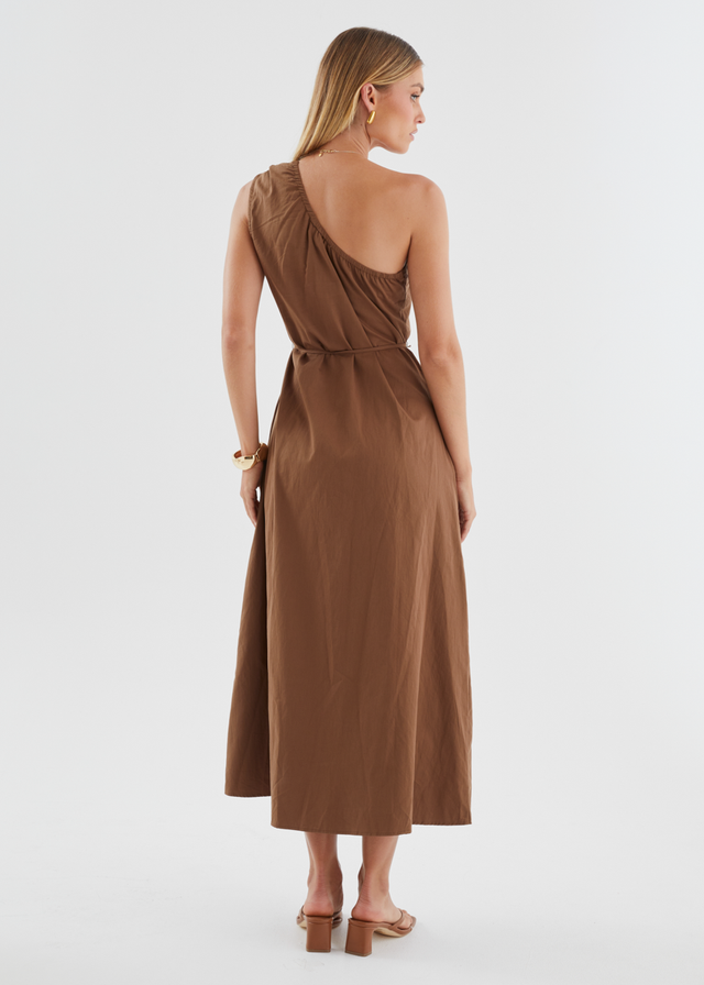 Lunia One Shoulder Maxi Dress - Chocolate