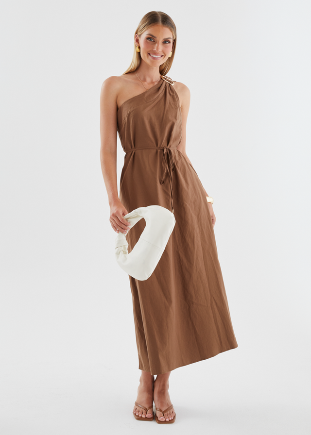 Lunia One Shoulder Maxi Dress - Chocolate