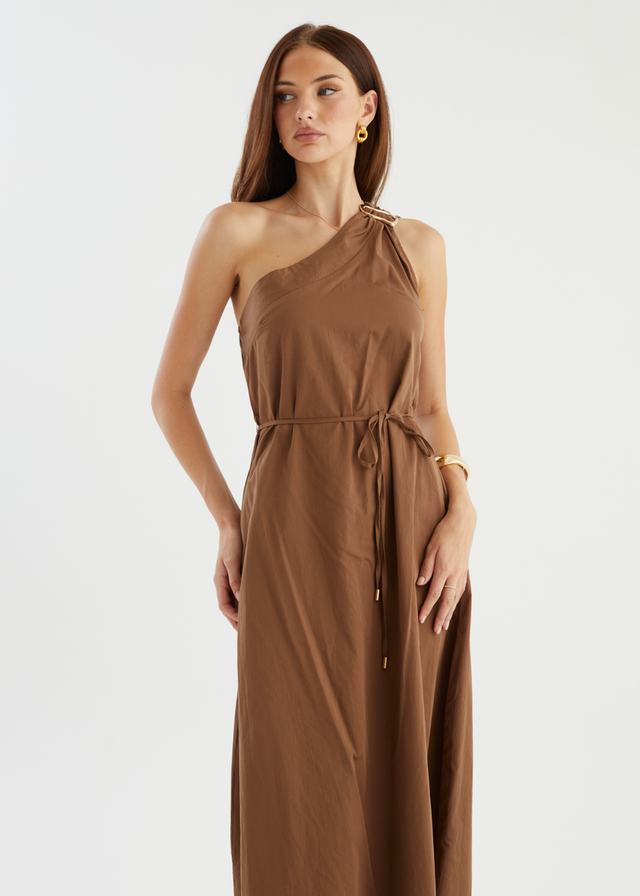 Lunia One Shoulder Maxi Dress - Chocolate
