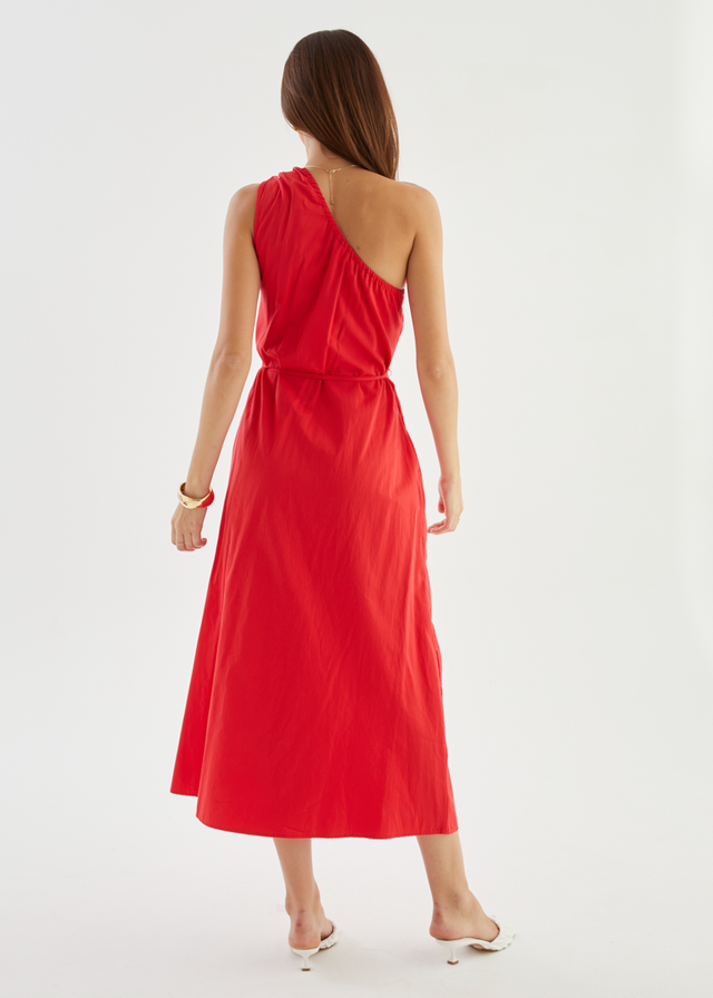 Lunia One Shoulder Maxi Dress - Red