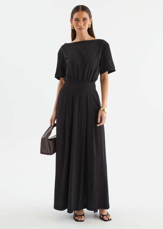 Lucci Drop Shoulder Maxi Dress - Black