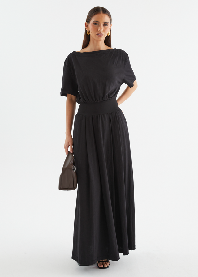 Lucci Drop Shoulder Maxi Dress - Black