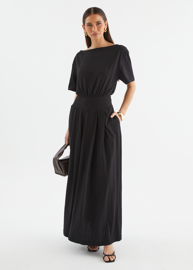 Lucci Drop Shoulder Maxi Dress - Black