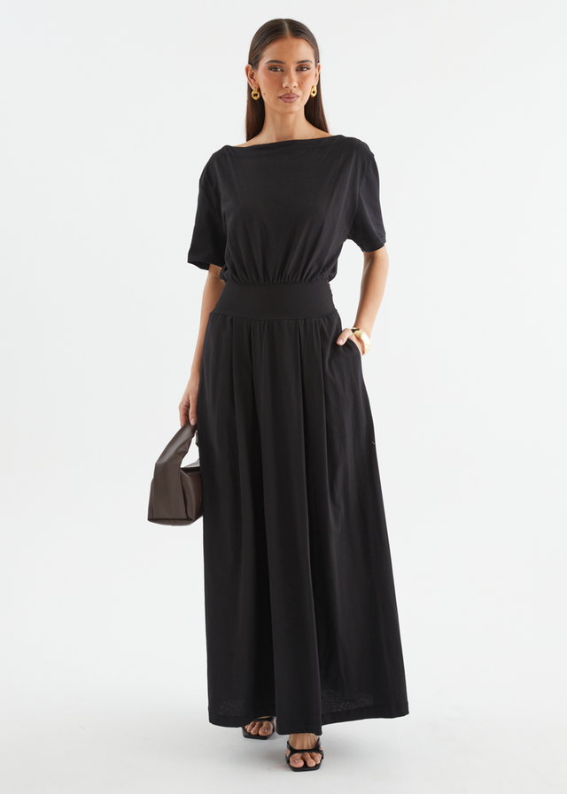 Lucci Drop Shoulder Maxi Dress - Black