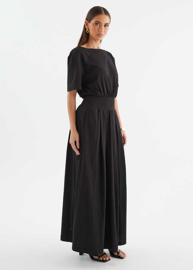Lucci Drop Shoulder Maxi Dress - Black