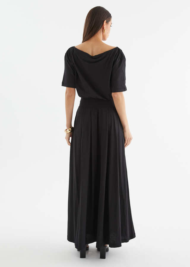 Lucci Drop Shoulder Maxi Dress - Black