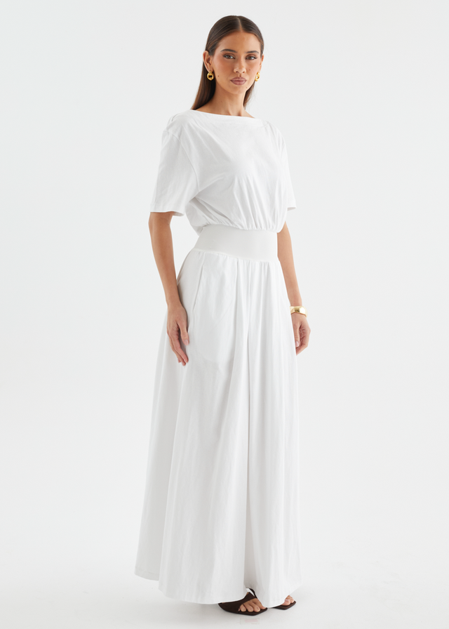 Lucci Drop Shoulder Maxi Dress - Off White