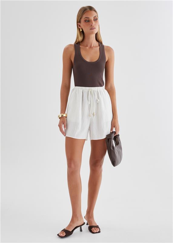 Zorah Shorts - Ivory Jacquard Stripe