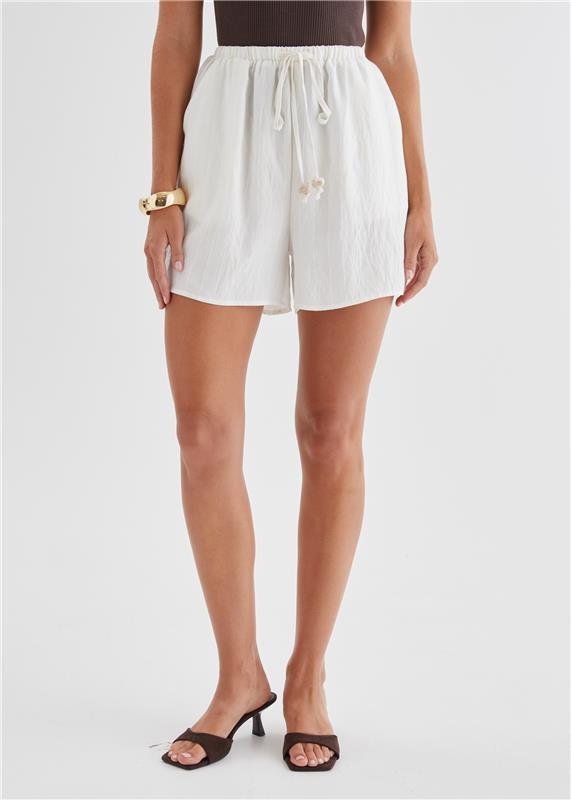 Zorah Shorts - Ivory Jacquard Stripe