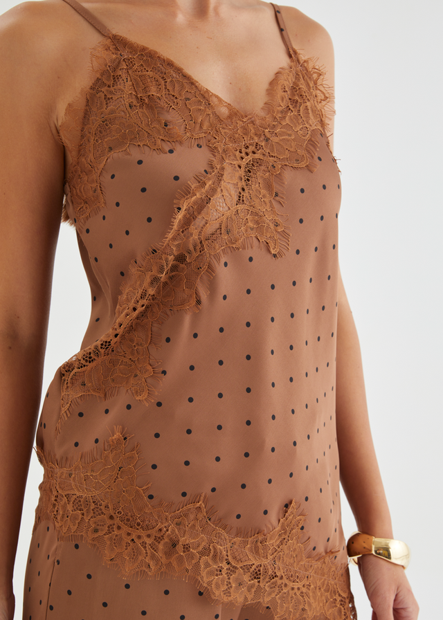 Valencie Cami - Tan Polka Dot